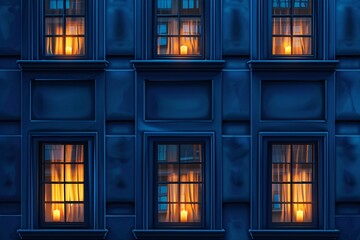a building with many windows lit up - obrazy, fototapety, plakaty