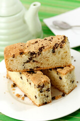 Sponge cake with chocolate.