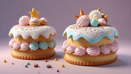 Colorful birthday cake with colorful star sprinkle