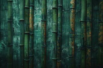 a green bamboo wall with brown and green stripes