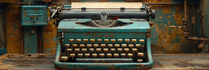 Vintage Typewriter with Blank Paper,
Old typewriter with a mystery manuscript  - obrazy, fototapety, plakaty