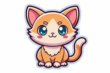 cute-kitten-sticker-element vector illustration 