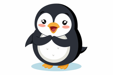 cute-penguin-holding-both-hands vector 