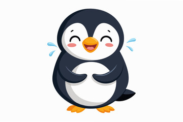 cute-penguin-holding-both-hands vector illustration 