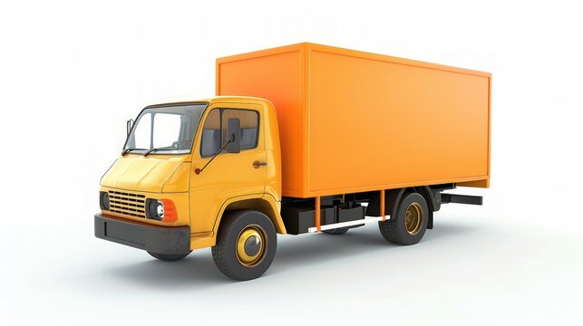3d yellow shipping truck cartoon design isolated on white background