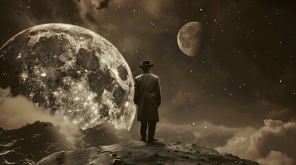 a refined 1890s gentleman on the moon without a spacesuit