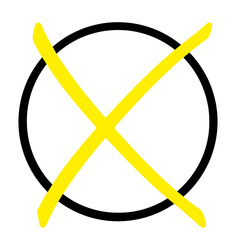 Demokratie und Wahlkreuz schwarz gelb    Hintergrund transparent PNG cut out - 778053513
