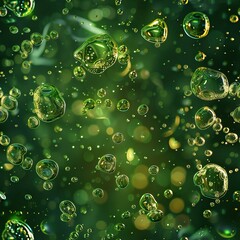green soda, fine bubbles, radioactive glow