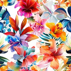 Floral Seamless Pattern Geometric Abstract, Watercolor Style, Background For Banner, HD