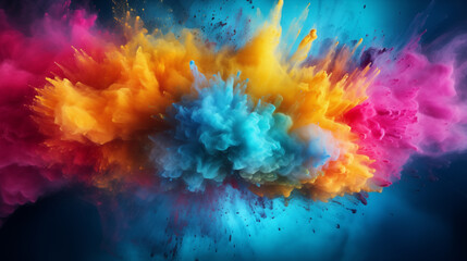 Color liquid ink splash abstract background rainbow art. Holi paint rainbow multi colored - obrazy, fototapety, plakaty