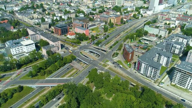 Aerial view of Mickiewicz Avenue in Lodz