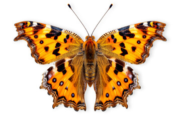 Beautiful Comma butterfly isolated on a white background with clipping path