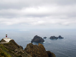 Cape Ortegal Lighthouse from 1984. Cariño, Galicia, Spain.