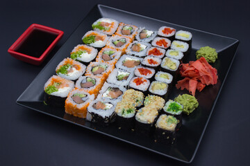 Grand Sushi Assortment on Dark Plate