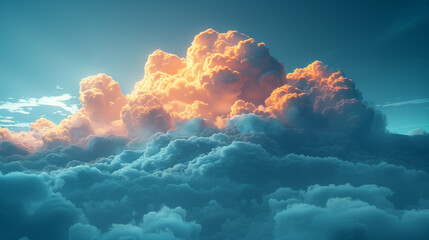 Radiant sunlight beaming through towering cumulus clouds. - obrazy, fototapety, plakaty