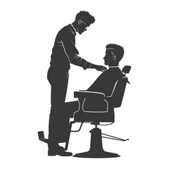Silhouette Barber in action full body black color only