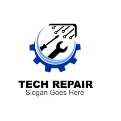 tech repair logo design template