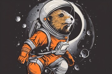 a cartoon of a rodent in an astronaut suit