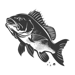 Fototapeta premium Silhouette Cod Fish animal black color only