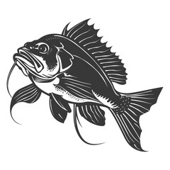 Silhouette Cod Fish animal black color only
