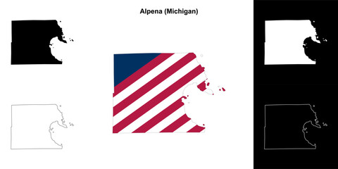 Alpena County (Michigan) outline map set
