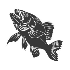 Fototapeta premium Silhouette Cod Fish animal black color only