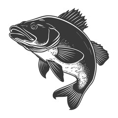 Fototapeta premium Silhouette Cod Fish animal black color only