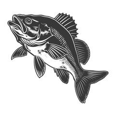 Silhouette Cod Fish animal black color only