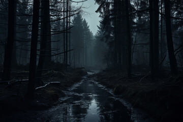 Dark Forests the secluded realm where the Mafia conducts its most secretive meetings - obrazy, fototapety, plakaty