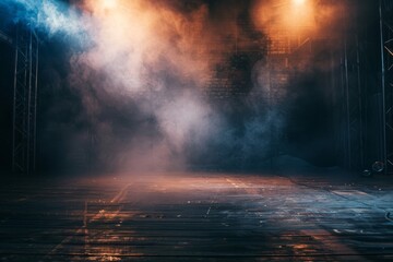 an empty stage bathed in atmospheric light, creating a mesmerizing bokeh effect, perfect for creative projects