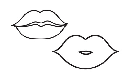 Set of lips, Editable stroke. vector illustration