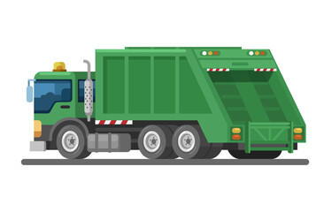 Garbage Truck Cartoon Illustration Vector