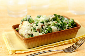 Baked broccoli and cauliflower.