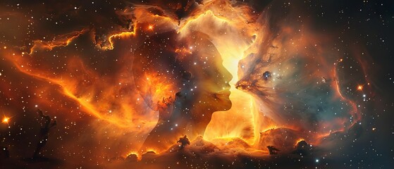 Galactic Orange Nebula A story of birth and rebirth - obrazy, fototapety, plakaty
