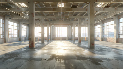 internal part of a creative and bright warehouse - obrazy, fototapety, plakaty