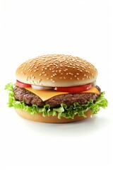 Classic cheeseburger isolated on white