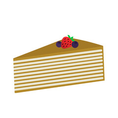 Honey cake with strawberry, food illustration, eps