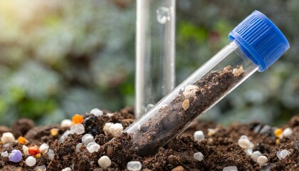 Wallpaper Microplastics in soil a test tube with soil sample - soil contaminated with mineral microplastics