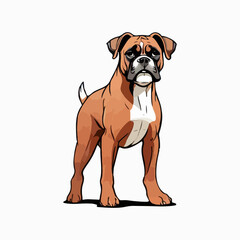 Boxer Dog breed vector image Isolated black silhouette on white background Cute line art illustration 
