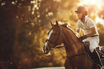 Muurstickers Jockey champion on racing horse © Ольга Лукьяненко