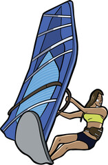 windsurfer girl water sport activity