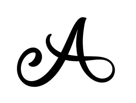 Letter A. Hand drawn calligraphy. Handwritten brush style. Hand lettering for logo design.