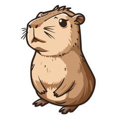 Cartoon groundhog seated, detailed fur.
