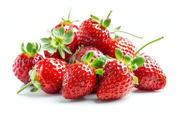 Obraz premium small pile of fresh strawberries on a white background