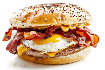 a bacon and egg burger - obrazy, fototapety, plakaty