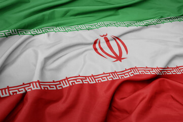 waving colorful national flag of iran.