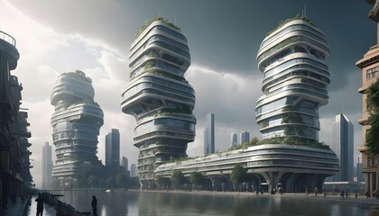 concept of buildings in 2050 - obrazy, fototapety, plakaty
