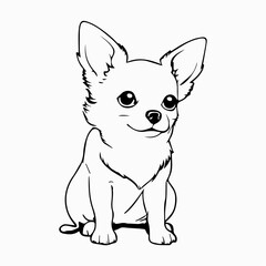 Chihuahua Dog breed vector image Isolated black silhouette on white background Cute line art illustration 

