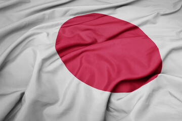 waving colorful national flag of japan.