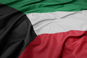 waving colorful national flag of kuwait.
